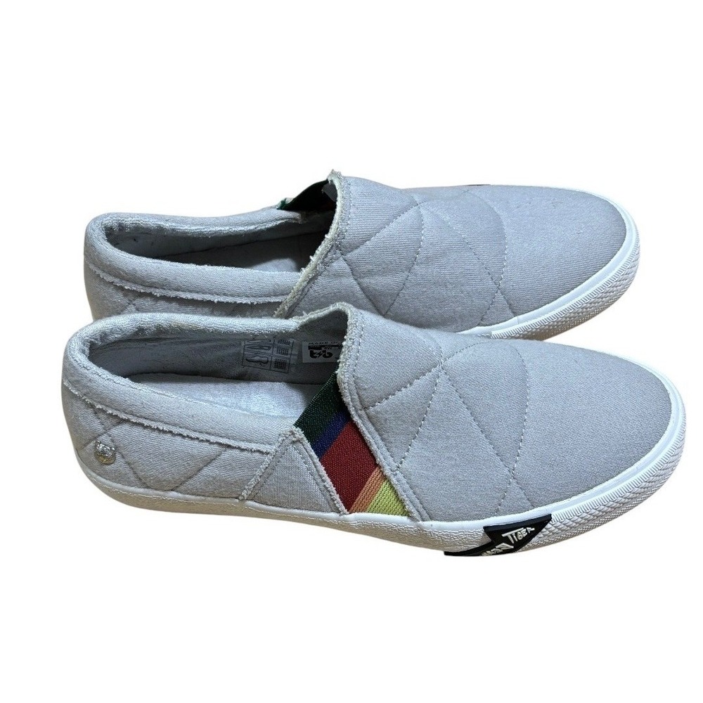 Tigerbear Republik Quilted Slip-On Sneakers Grey Rainbow Stripe Women's Size 8